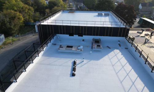 Étanchéité membrane PVC sur la toiture-terrasse du cinéma
